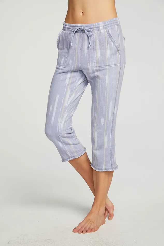 Bottoms Linen French Terry Cropped Relaxed Raw Edge Jogger Chaser Brand Womens