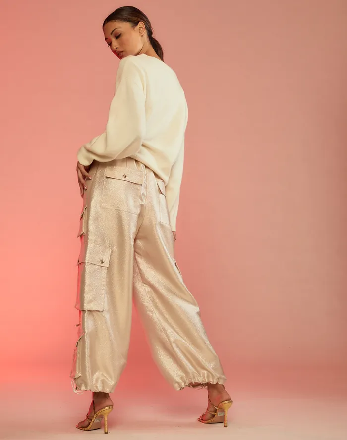 Bottoms Women Cynthia Rowley Metallic Cargo Pants