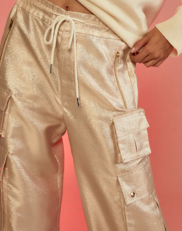 Bottoms Women Cynthia Rowley Metallic Cargo Pants