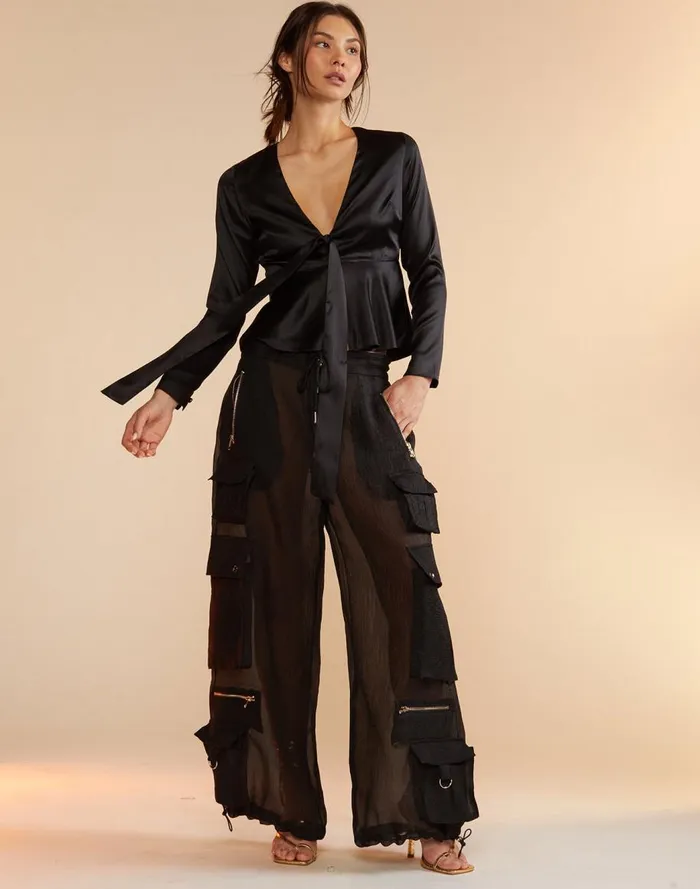 Bottoms Women Cynthia Rowley Organza Cargo Pant