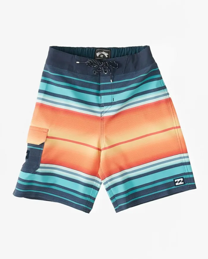 Boy039s 27 All Day Stripe Pro Performance 13034 Boardshorts Navy MenKids Billabong Side Pockets
