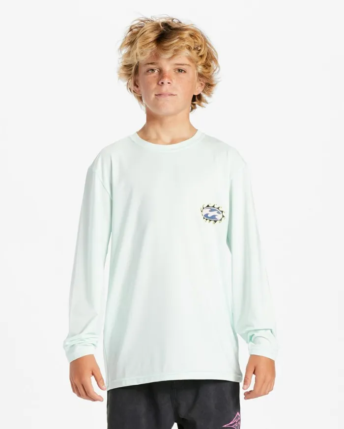 Boy039s 27 Crayon Wave Long Sleeve UPF 50 Surf TShirt Seaglass Kids Billabong Toddlers and Boys 27 Yrs