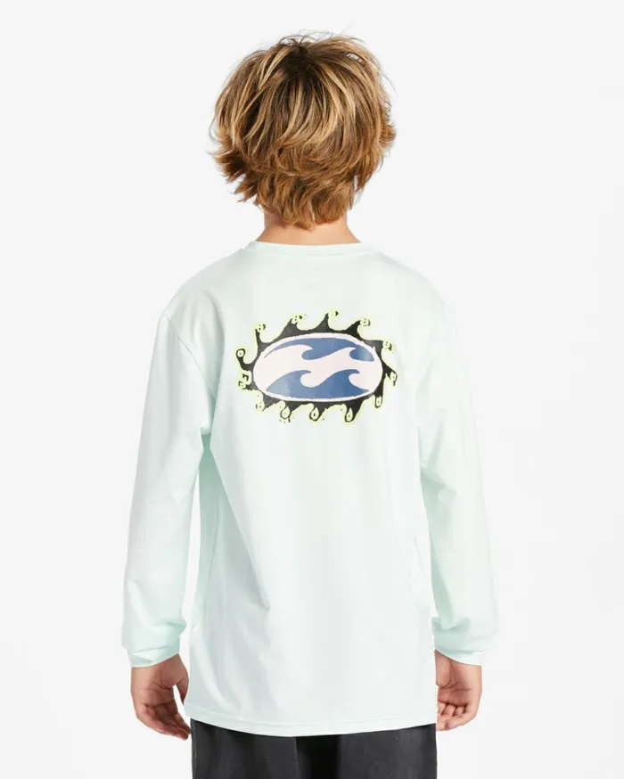 Boy039s 27 Crayon Wave Long Sleeve UPF 50 Surf TShirt Seaglass Kids Billabong Toddlers and Boys 27 Yrs
