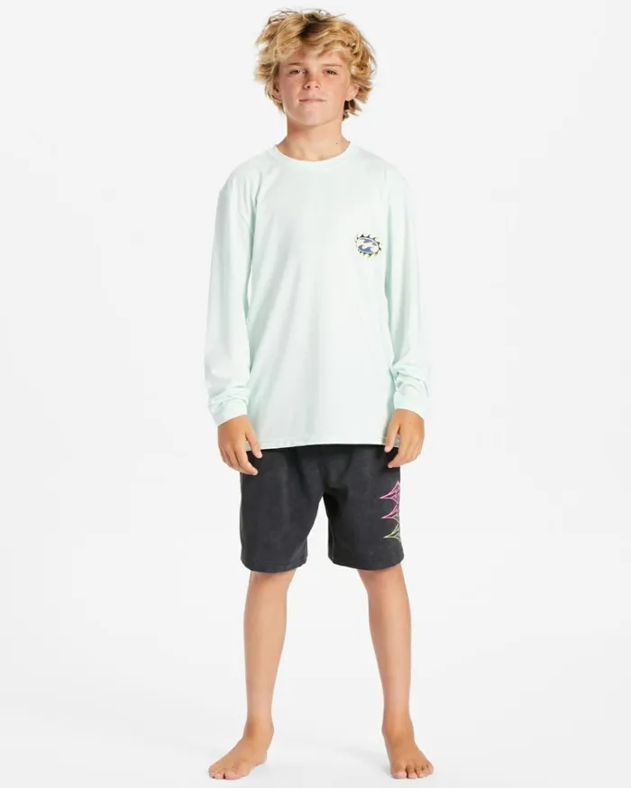 Boy039s 27 Crayon Wave Long Sleeve UPF 50 Surf TShirt Seaglass Kids Billabong Toddlers and Boys 27 Yrs