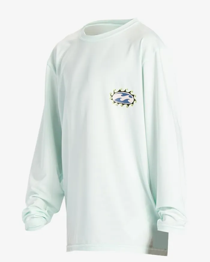 Boy039s 27 Crayon Wave Long Sleeve UPF 50 Surf TShirt Seaglass Kids Billabong Toddlers and Boys 27 Yrs