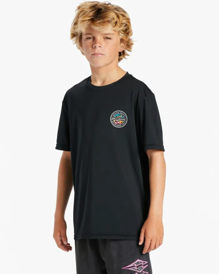 Boy039s 27 Rotor Kids Short Sleeve UPF 50 Surf TShirt Black Kids Billabong Toddlers and Boys 27 Yrs
