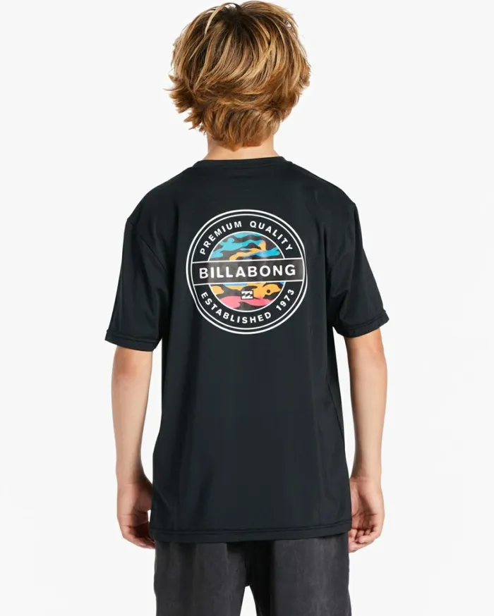 Boy039s 27 Rotor Kids Short Sleeve UPF 50 Surf TShirt Black Kids Billabong Toddlers and Boys 27 Yrs