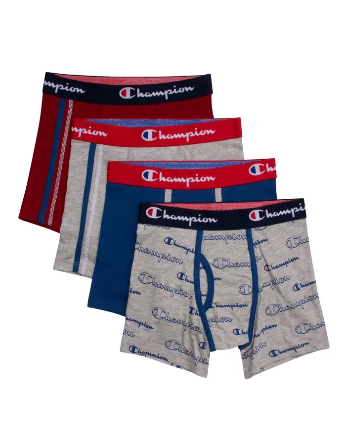 Boy039S Cotton Stretch Boxer Briefs 4 Pairs Assorted Kids Champion Underwear