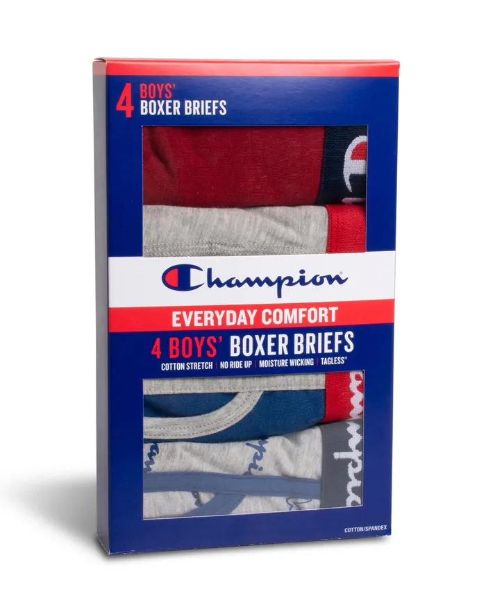 Boy039S Cotton Stretch Boxer Briefs 4 Pairs Assorted Kids Champion Underwear