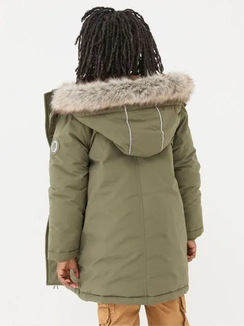 Boys Fatface Coats and Jackets Easdale Khaki Green Hooded Parka Jacket