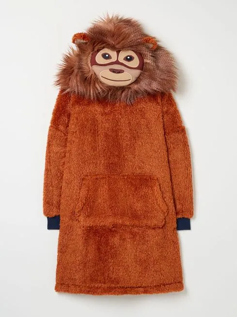Boys Fatface Sweatshirts and Hoodies Chestnut Brown Oversized Orangutan Hoodie