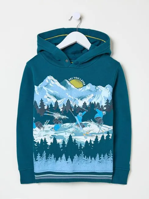 Boys Fatface Sweatshirts and Hoodies Dark Teal Blue Ski Mountain Popover Hoodie Boys Fatface Sweatshirts and Hoodies Dark Teal Blue Ski Mountain Popover Hoodie