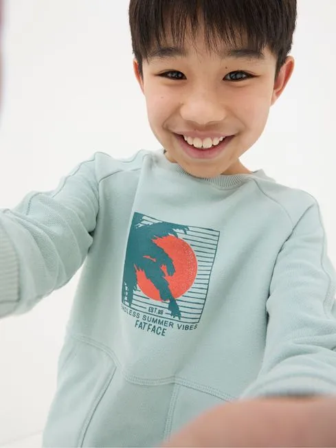 Boys Fatface Sweatshirts and Hoodies Green Surf Graphic Sweatshirt Boys Fatface Sweatshirts and Hoodies Green Surf Graphic Sweatshirt