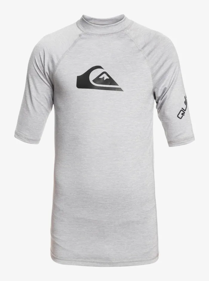 Boys Quiksilver Rashguards Boy039s 816 All Time Ss Youth SSL Surf Tee Sleet Heather