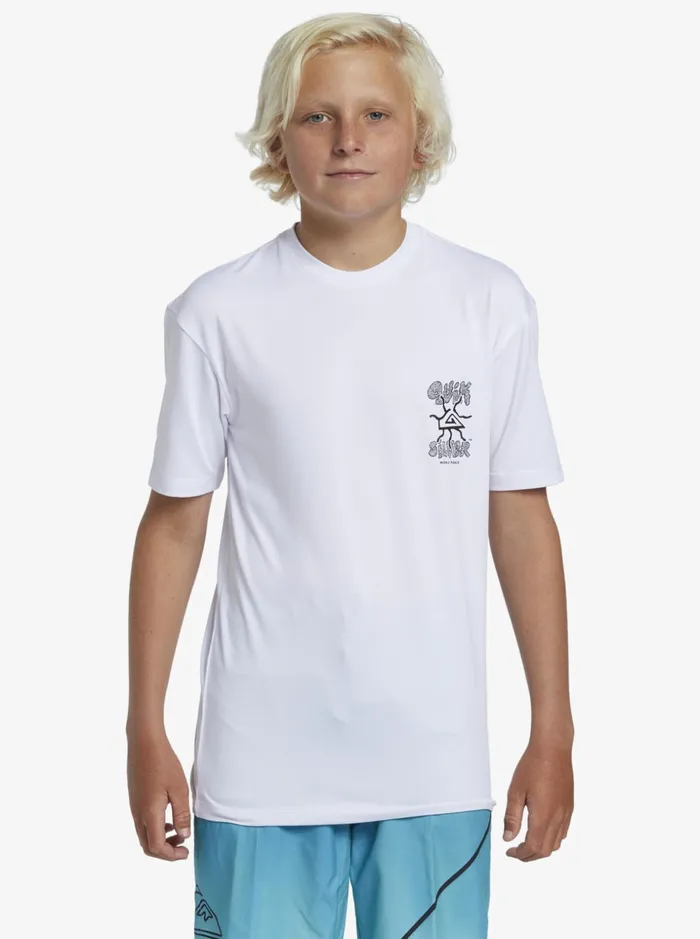 Boys Quiksilver Rashguards Boy039s 816 Mix Session UPF 50 Short Sleeve Surf Tee White Boys Quiksilver Rashguards Boy039s 816 Mix Session UPF 50 Short Sleeve Surf Tee White