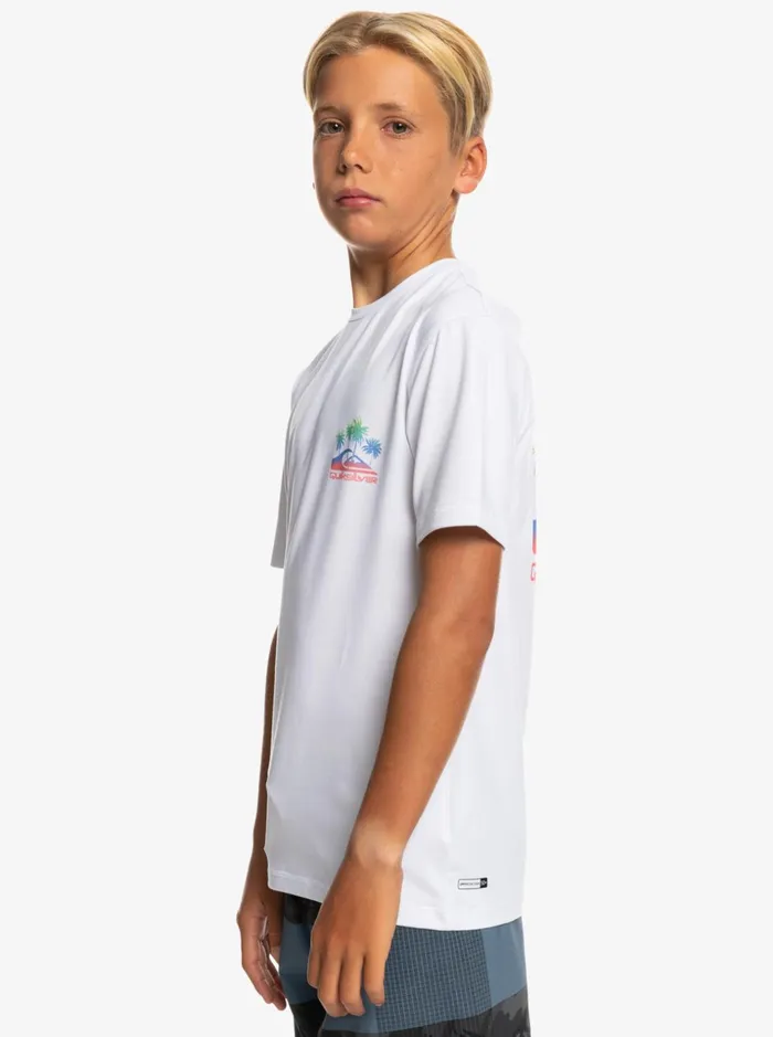 Boys Quiksilver Rashguards Boy039s 816 Mix Session UPF 50 Short Sleeve Surf Tee White Boys Quiksilver Rashguards Boy039s 816 Mix Session UPF 50 Short Sleeve Surf Tee White
