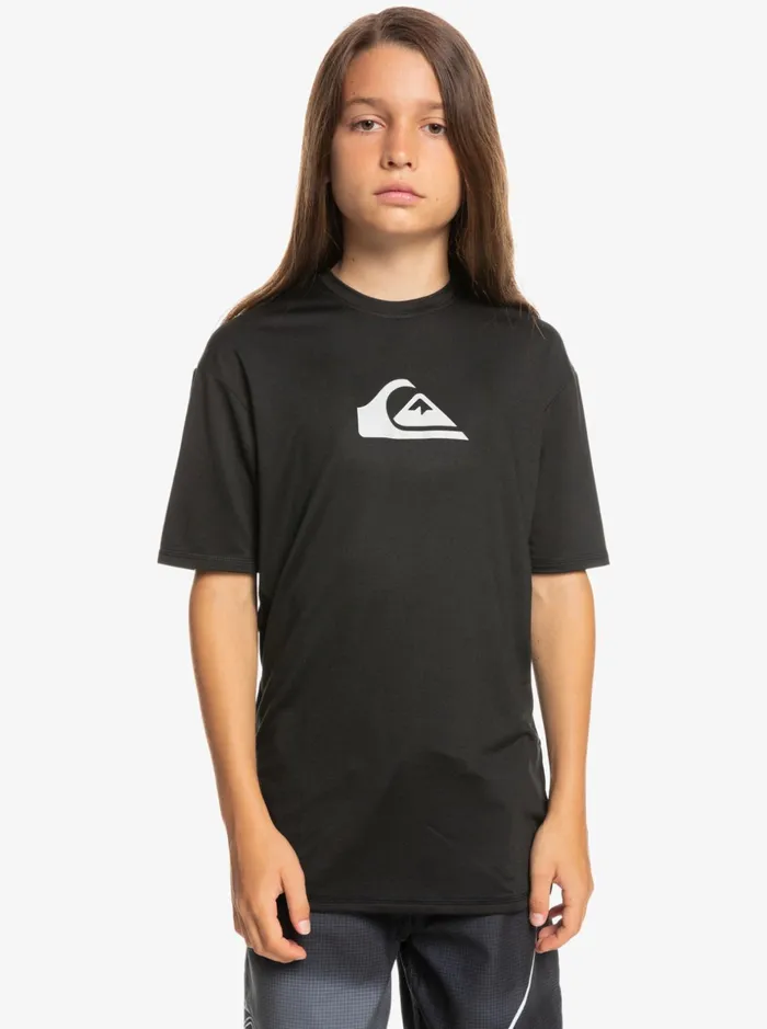 Boys Quiksilver Rashguards Boy039s 816 Solid Streak Short Sleeve UPF 50 Surf TShirt Black Boys Quiksilver Rashguards Boy039s 816 Solid Streak Short Sleeve UPF 50 Surf TShirt Black