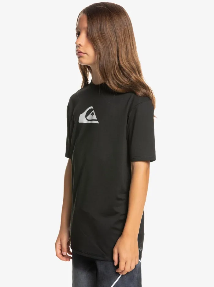 Boys Quiksilver Rashguards Boy039s 816 Solid Streak Short Sleeve UPF 50 Surf TShirt Black Boys Quiksilver Rashguards Boy039s 816 Solid Streak Short Sleeve UPF 50 Surf TShirt Black
