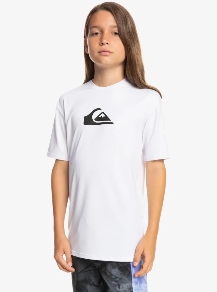 Boys Quiksilver Rashguards Boy039s 816 Solid Streak Short Sleeve UPF 50 Surf TShirt White Boys Quiksilver Rashguards Boy039s 816 Solid Streak Short Sleeve UPF 50 Surf TShirt White