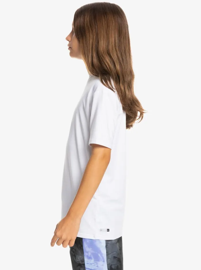 Boys Quiksilver Rashguards Boy039s 816 Solid Streak Short Sleeve UPF 50 Surf TShirt White Boys Quiksilver Rashguards Boy039s 816 Solid Streak Short Sleeve UPF 50 Surf TShirt White