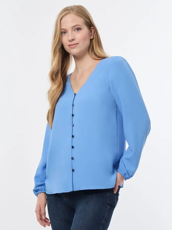 Button Front Blouse Jasper Crepe Women Jones New York Tops and Blouses Button Front Blouse Jasper Crepe Women Jones New York Tops and Blouses
