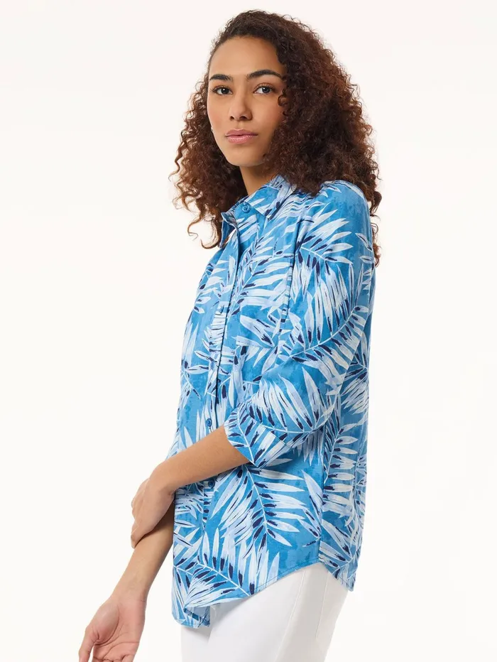 Button Front Tropical Shirt Printed Linen Women Jones New York Sale Button Front Tropical Shirt Printed Linen Women Jones New York Sale
