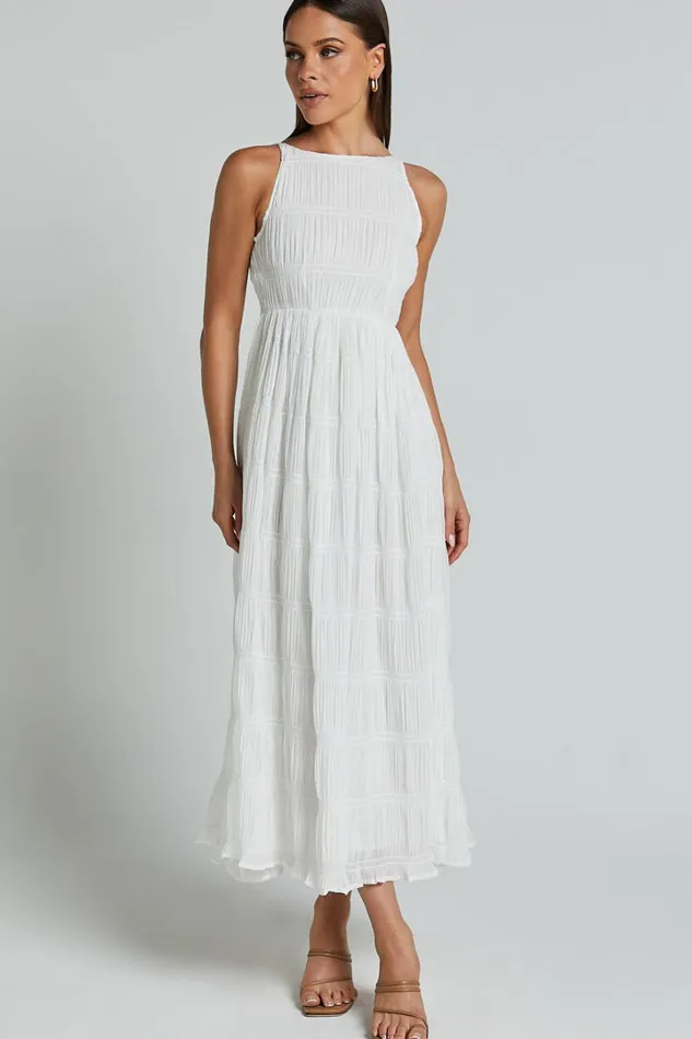 Cade Maxi Dress 8211 High Neck Sleeveless A Line Dress In White Women Showpo Dresses