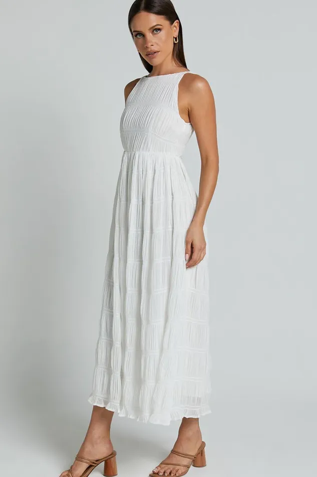 Cade Maxi Dress 8211 High Neck Sleeveless A Line Dress In White Women Showpo Dresses