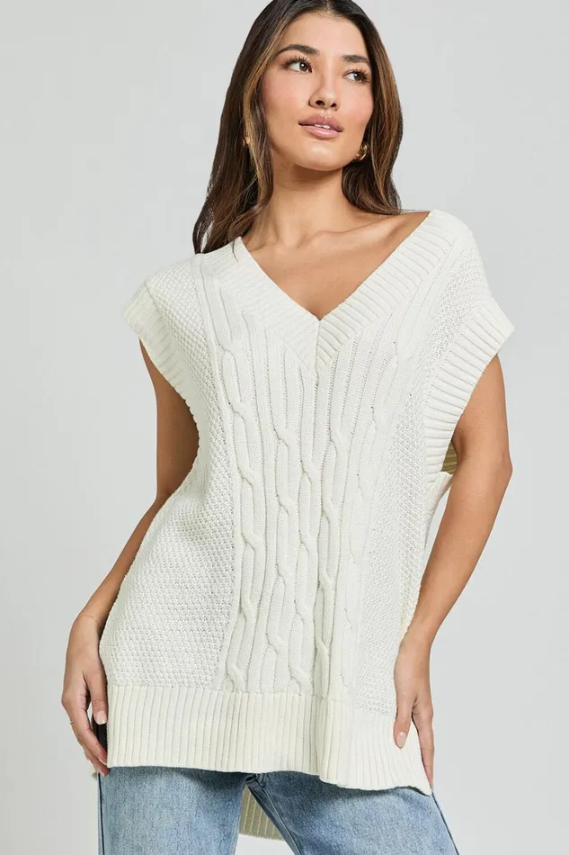 Cadha Vest 8211 Knit Sweater Vest In Cream Women Showpo Knitwear