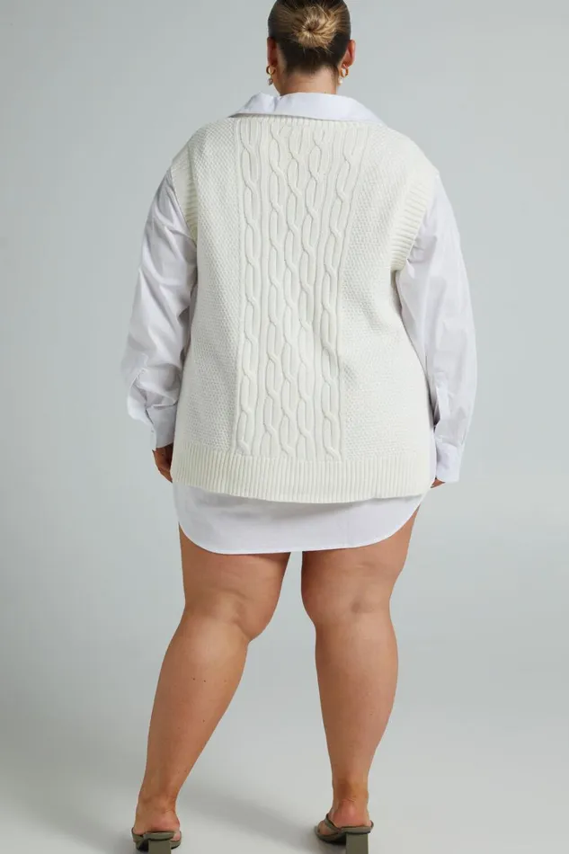 Cadha Vest 8211 Knit Sweater Vest In Cream Women Showpo Knitwear