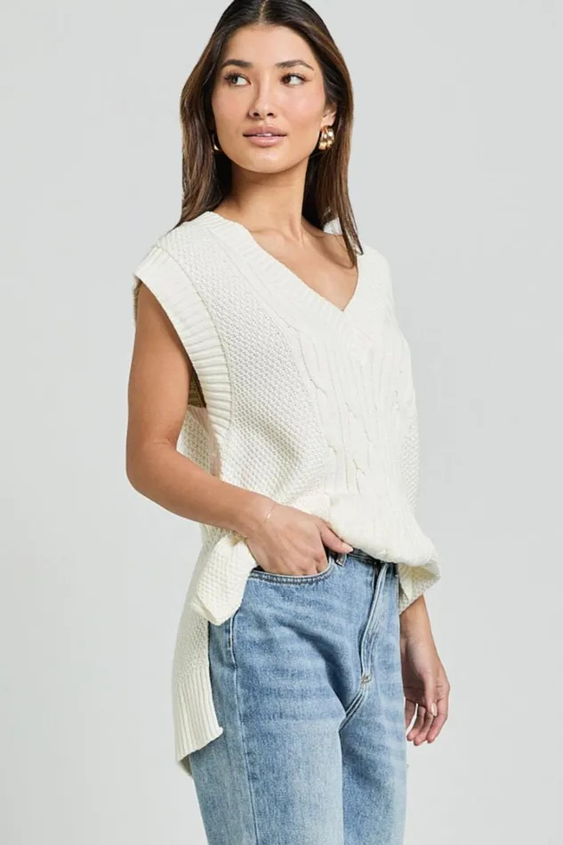 Cadha Vest 8211 Knit Sweater Vest In Cream Women Showpo Knitwear