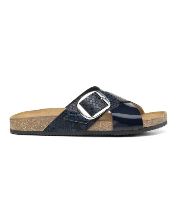 Camila Sandals Navy Snake Women Hotter Flat Sandals