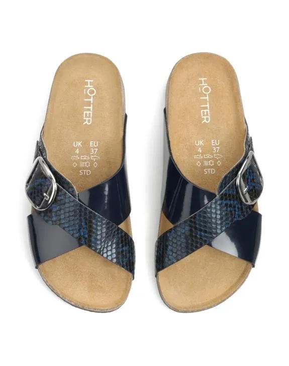 Camila Sandals Navy Snake Women Hotter Flat Sandals