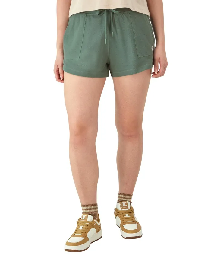 Campus Pique Shorts C Logo 25 Nurture Green Women Champion Shorts
