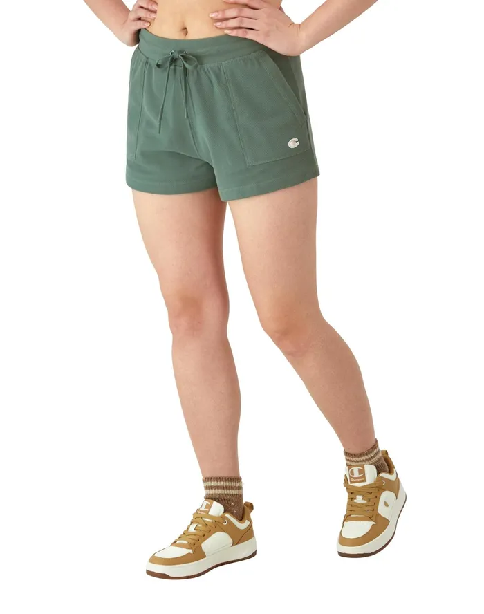 Campus Pique Shorts C Logo 25 Nurture Green Women Champion Shorts