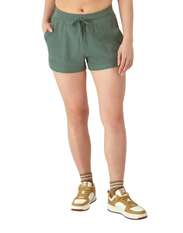 Campus Pique Shorts C Logo 25 Nurture Green Women Champion Shorts