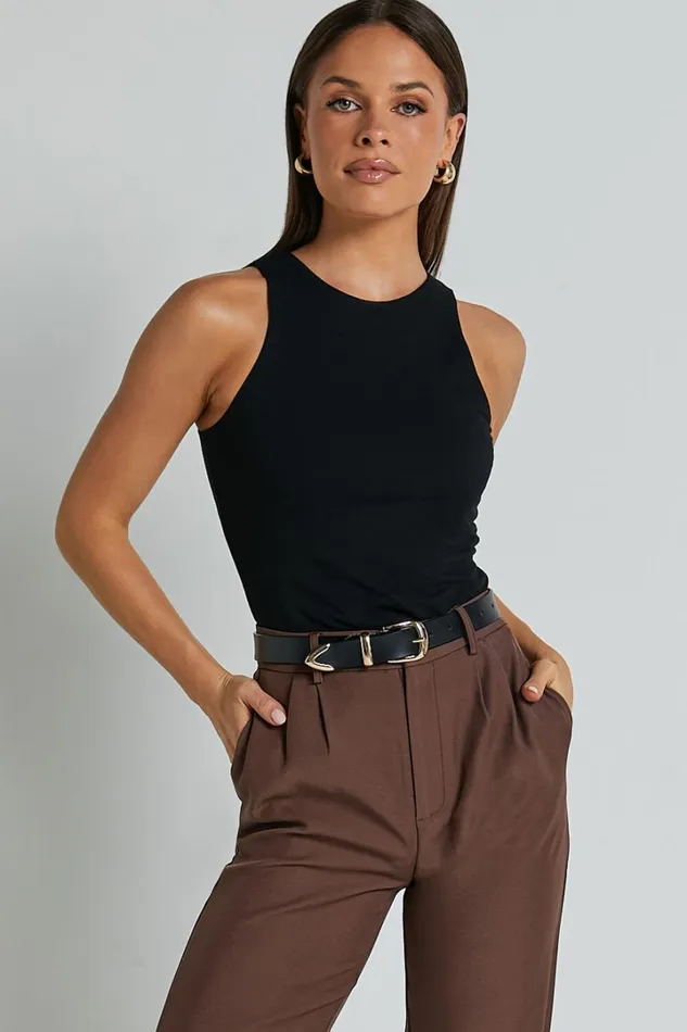 Cardella Tank 8211 Jersey Long Line Scoop Neck Top In Black Women Showpo Basics