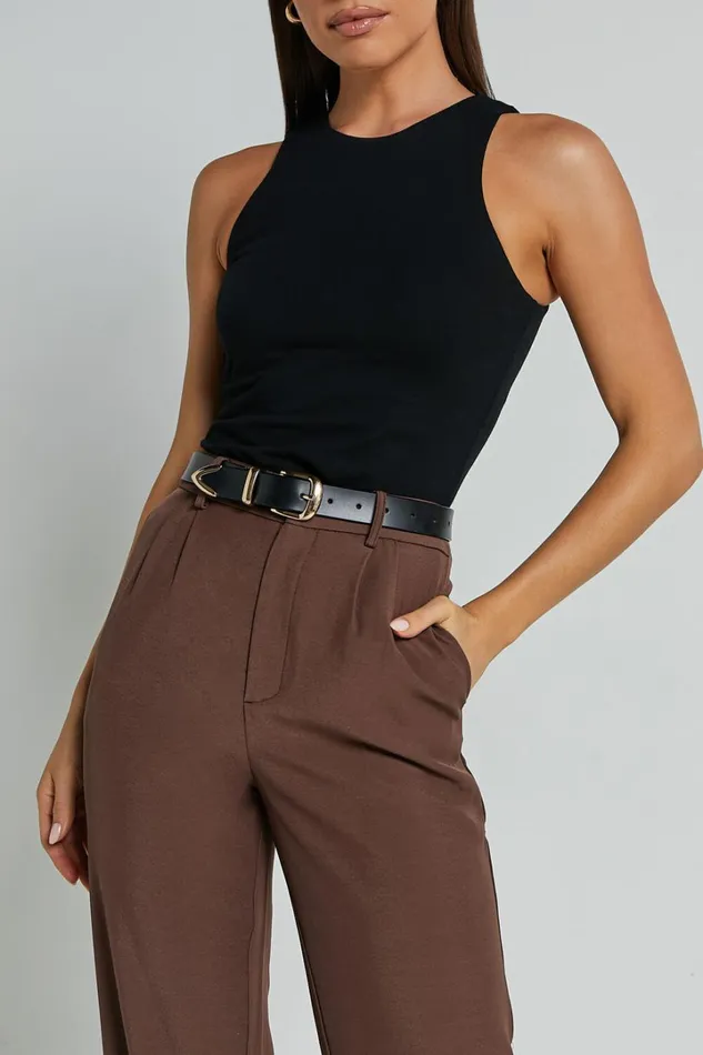 Cardella Tank 8211 Jersey Long Line Scoop Neck Top In Black Women Showpo Basics