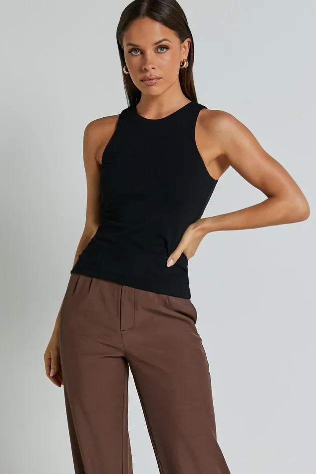 Cardella Tank 8211 Jersey Long Line Scoop Neck Top In Black Women Showpo Basics