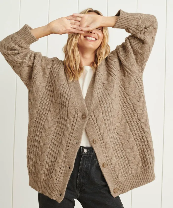Cardigans Women Jenni Kayne Cable Cocoon Cardigan Sand