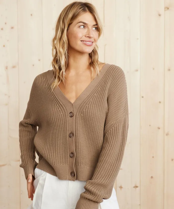 Cardigans Women Jenni Kayne Cropped Cotton Cocoon Cardigan Mocha