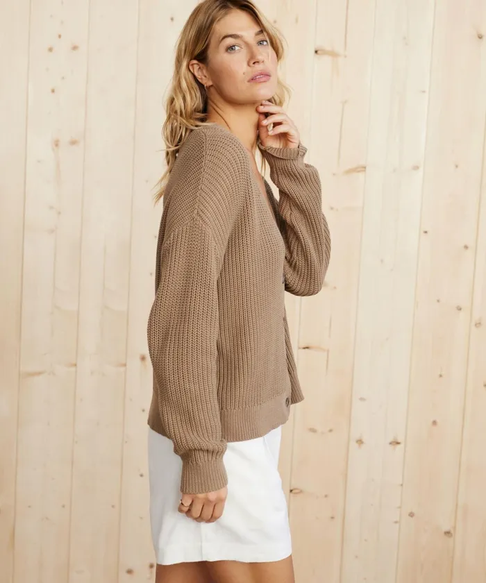 Cardigans Women Jenni Kayne Cropped Cotton Cocoon Cardigan Mocha