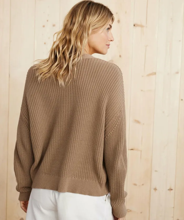 Cardigans Women Jenni Kayne Cropped Cotton Cocoon Cardigan Mocha