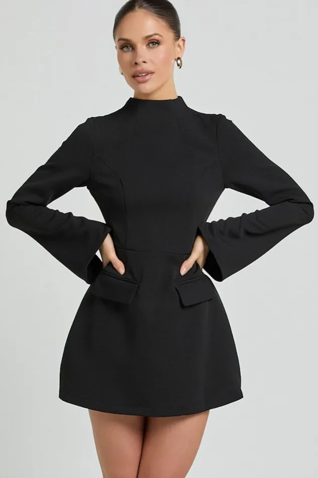 Carlson Mini Dress 8211 High Neck Sleeve Cocoon Skirt Dress In Black Women Showpo Dresses Carlson Mini Dress 8211 High Neck Sleeve Cocoon Skirt Dress In Black Women Showpo Dresses