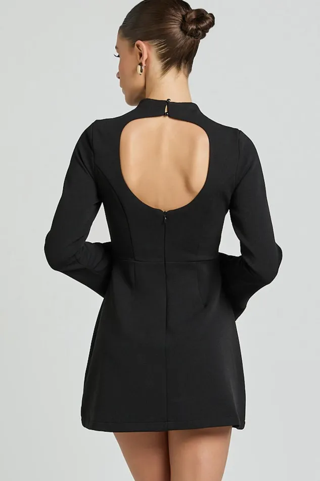 Carlson Mini Dress 8211 High Neck Sleeve Cocoon Skirt Dress In Black Women Showpo Dresses