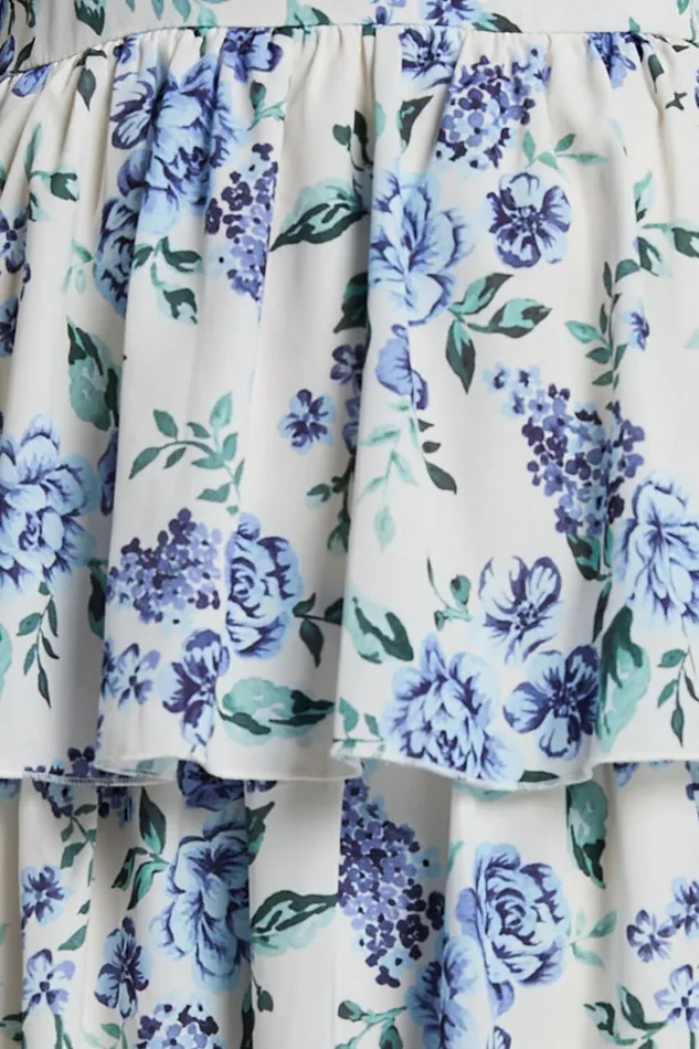 Caro Midi Dress 8211 One Shoulder Tiered Dress In Blue Floral Women Showpo Dresses