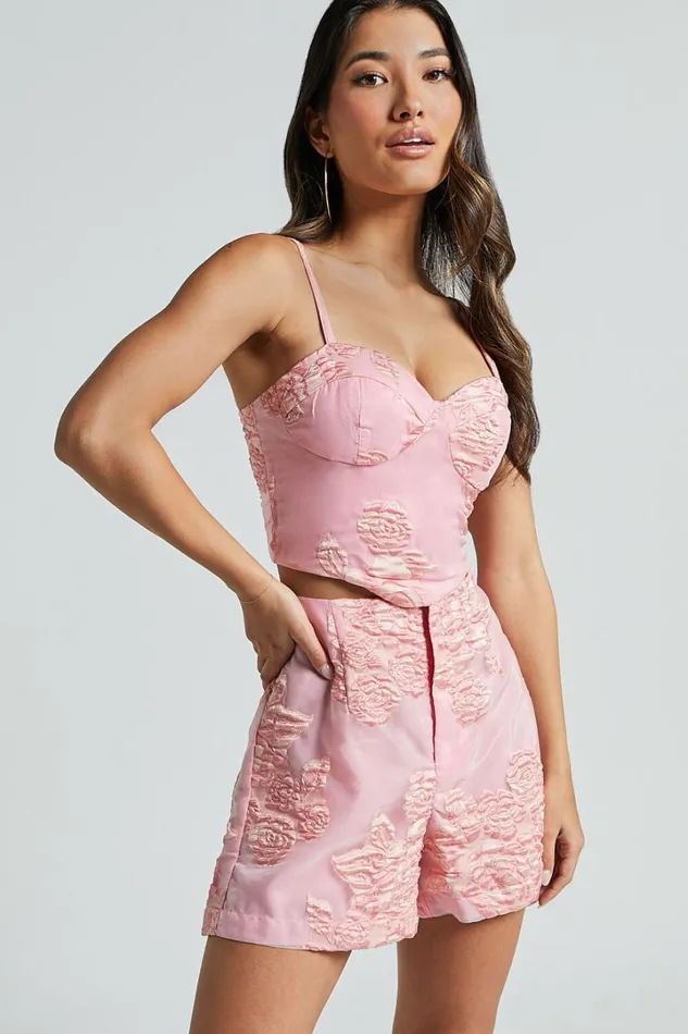 Casey Shorts 8211 Jacquard High Waisted Tailored Shorts In Light Pink Women Showpo Shorts Casey Shorts 8211 Jacquard High Waisted Tailored Shorts In Light Pink Women Showpo Shorts
