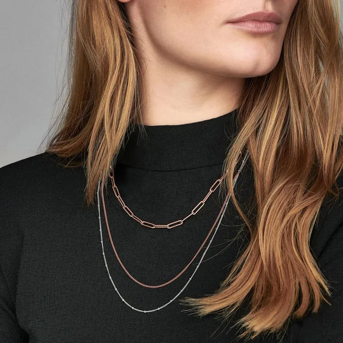 Chain Necklaces Women Pandora Curb Chain Necklace Rose Gold Plated