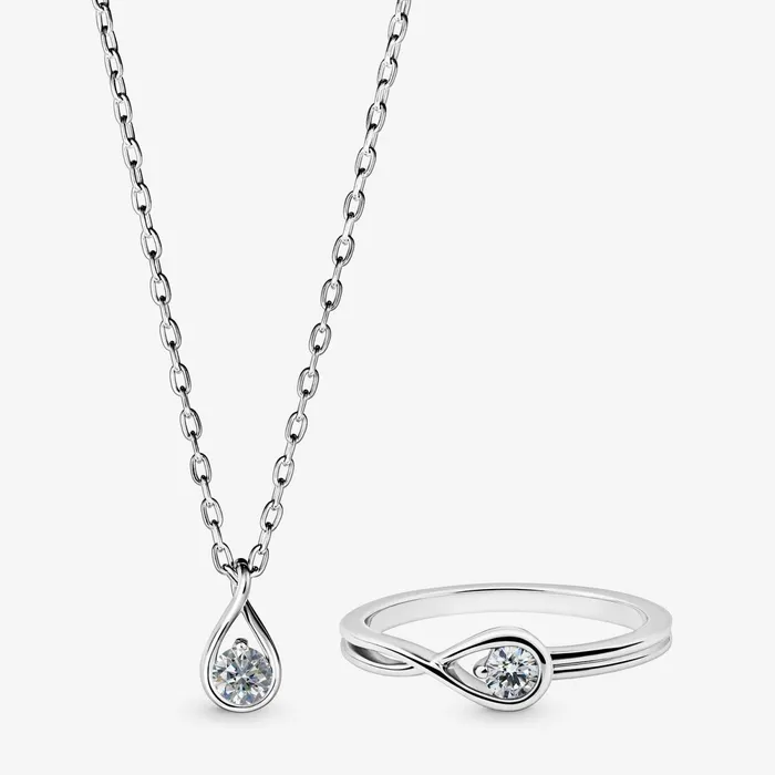 Chain Necklaces Women Pandora Online Infinite Sterling Silver 015 Carat Necklace And Ring Set