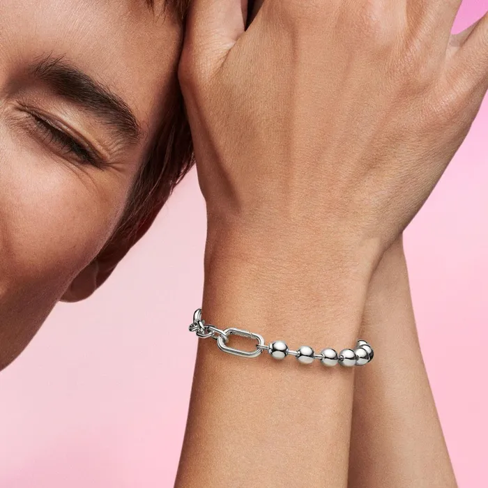 Charm Bracelets Women Pandora Online ME Metal Bead and Link Chain Bracelet Sterling Silver